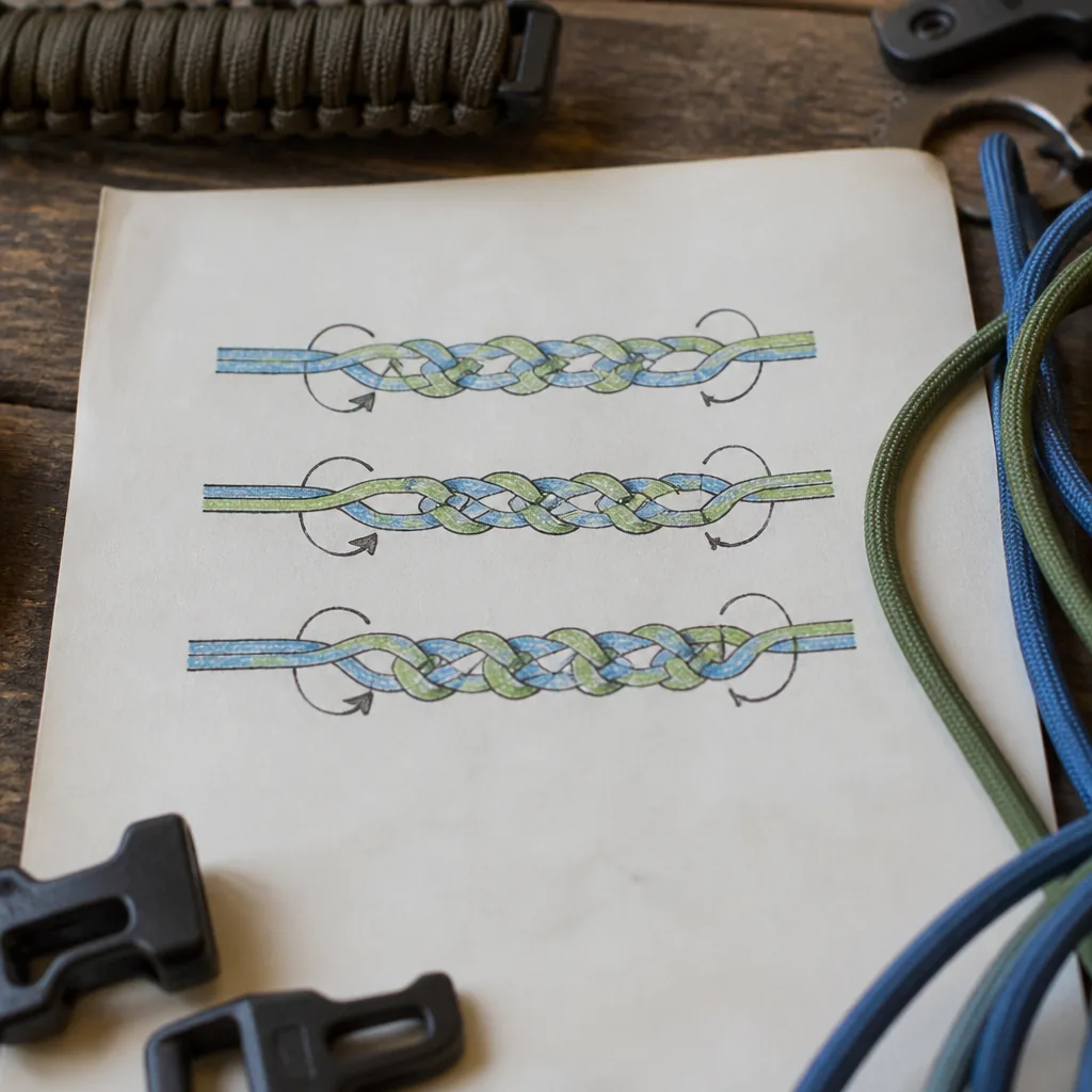 Diagram of alternating fishtail weave rows